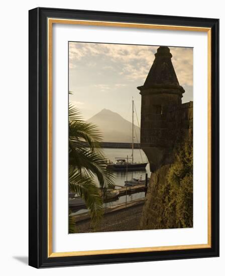 Harbour with Volcanic Island of Pico Beyond, Horta, Faial Island, Azores, Portugal-Alan Copson-Framed Photographic Print