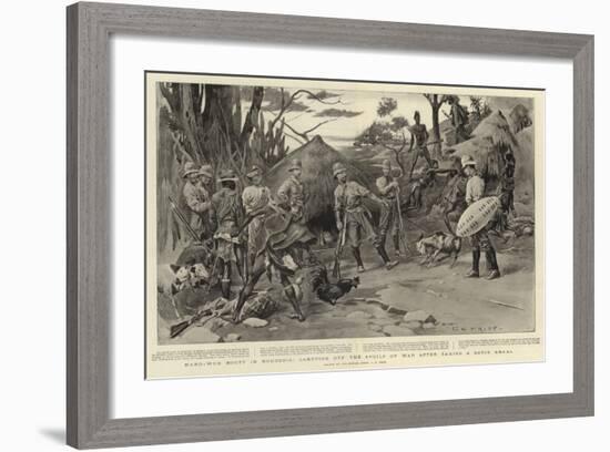 Hard-Won Booty in Rhodesia, Carrying Off the Spoils of War after Taking a Kopje Kraal-Charles Edwin Fripp-Framed Giclee Print