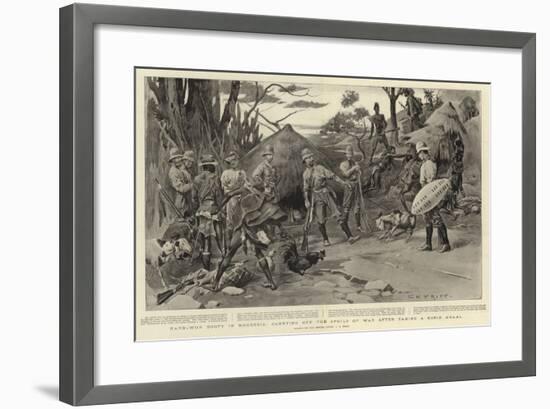 Hard-Won Booty in Rhodesia, Carrying Off the Spoils of War after Taking a Kopje Kraal-Charles Edwin Fripp-Framed Giclee Print