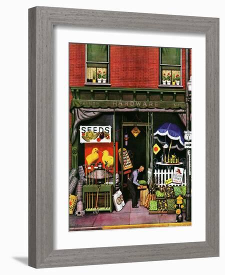 "Hardware Store at Springtime," March 16, 1946-Stevan Dohanos-Framed Giclee Print