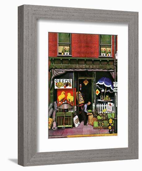 "Hardware Store at Springtime," March 16, 1946-Stevan Dohanos-Framed Giclee Print