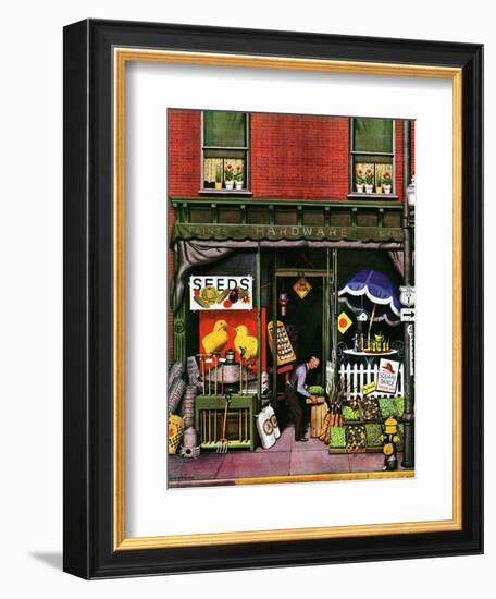 "Hardware Store at Springtime," March 16, 1946-Stevan Dohanos-Framed Giclee Print