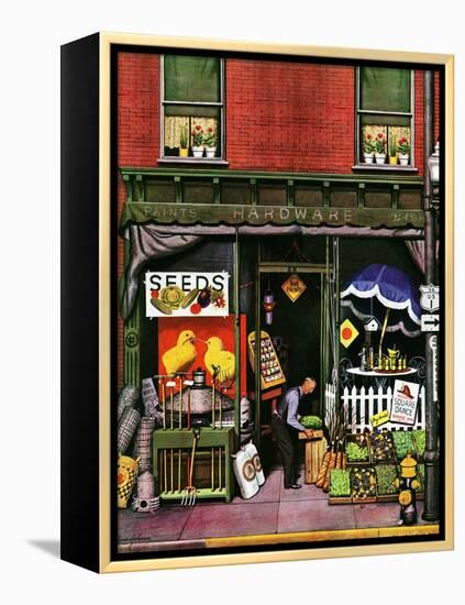 "Hardware Store at Springtime," March 16, 1946-Stevan Dohanos-Framed Premier Image Canvas