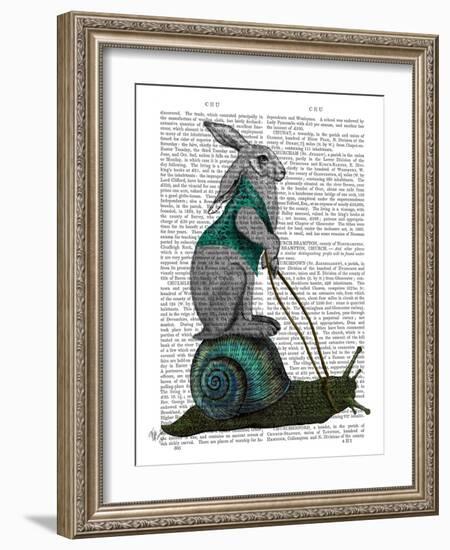 Hare and Snail-Fab Funky-Framed Art Print