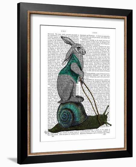 Hare and Snail-Fab Funky-Framed Art Print