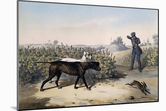 Hare Hunting with English Pointers and Lithograph by Le Pan-null-Mounted Giclee Print