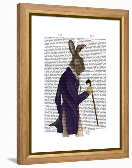 Hare in Purple Coat-Fab Funky-Framed Stretched Canvas