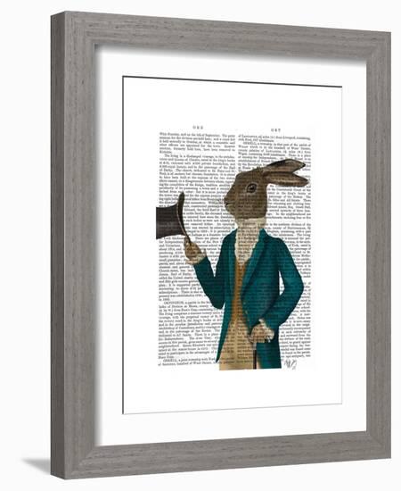 Hare in Turquoise Coat-Fab Funky-Framed Art Print