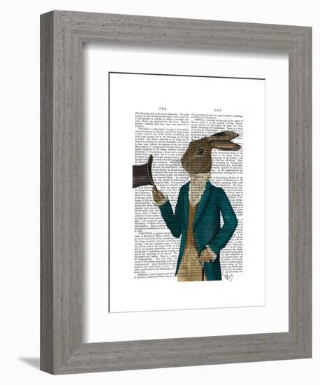 Hare in Turquoise Coat-Fab Funky-Framed Art Print