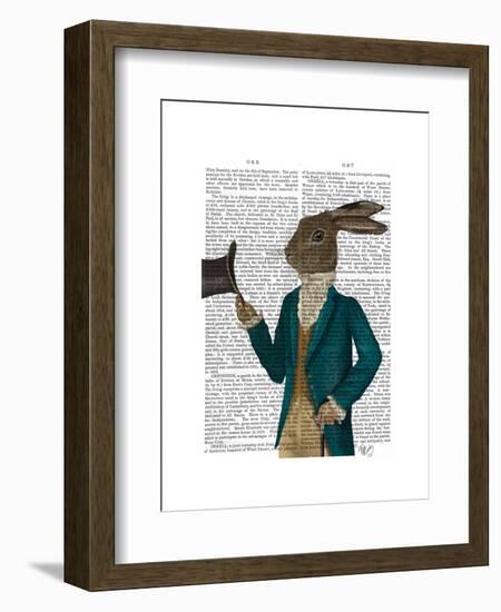 Hare in Turquoise Coat-Fab Funky-Framed Art Print