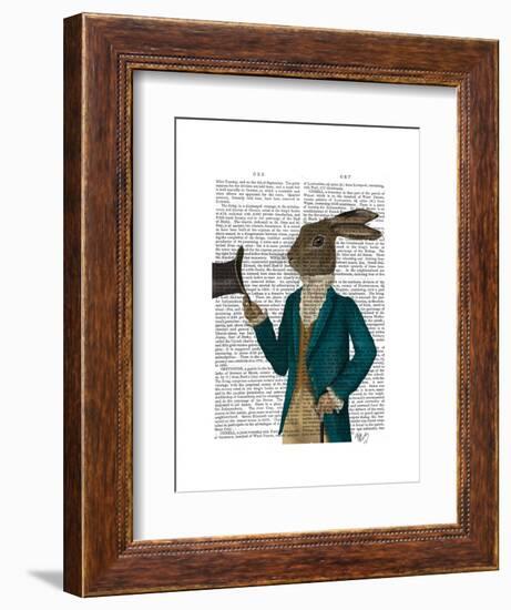 Hare in Turquoise Coat-Fab Funky-Framed Art Print