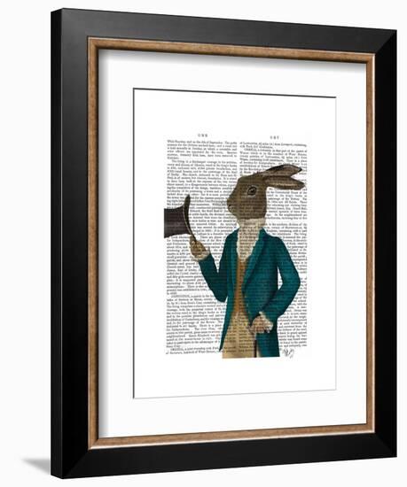 Hare in Turquoise Coat-Fab Funky-Framed Art Print