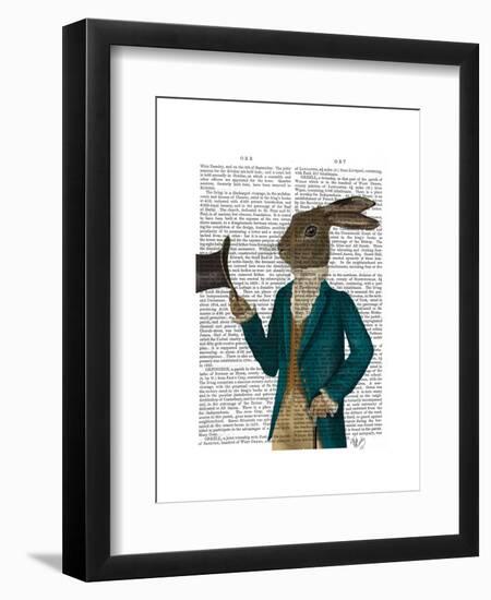 Hare in Turquoise Coat-Fab Funky-Framed Art Print