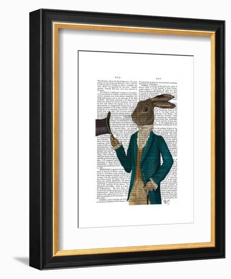 Hare in Turquoise Coat-Fab Funky-Framed Art Print