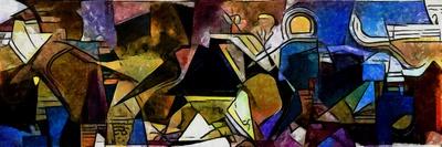 Alternative Reproductions of Famous Paintings by Picasso. Applied Abstract Style of Kandinsky. Desi-Hare Krishna-Mounted Art Print