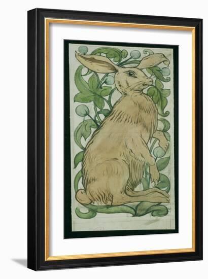 Hare (W/C on Paper)-William De Morgan-Framed Giclee Print