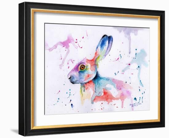 Hare Watercolour-Sarah Stribbling-Framed Art Print