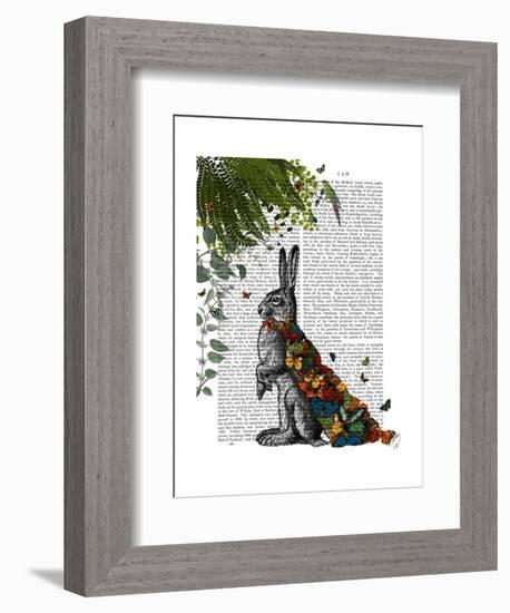 Hare with Butterfly Cloak-Fab Funky-Framed Art Print