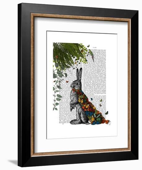 Hare with Butterfly Cloak-Fab Funky-Framed Art Print