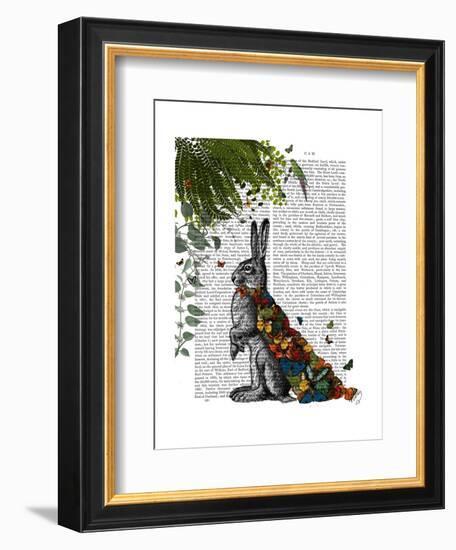 Hare with Butterfly Cloak-Fab Funky-Framed Art Print