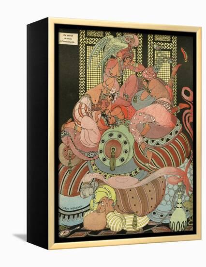 Harem Ladies Scared of the Sound of Bombing, WW1-Gerda Wegener-Framed Premier Image Canvas