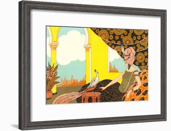 Harem Lady with Peacock-null-Framed Art Print