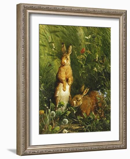 Hares, 1878-Olaf August Hermansen-Framed Giclee Print