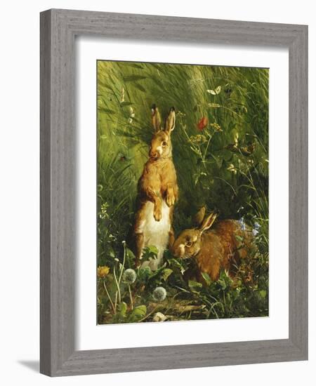 Hares, 1878-Olaf August Hermansen-Framed Giclee Print