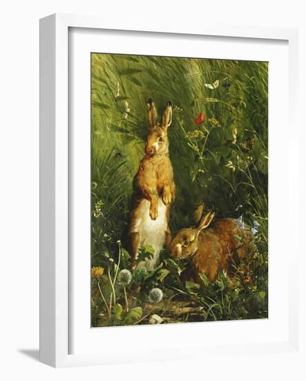 Hares, 1878-Olaf August Hermansen-Framed Giclee Print