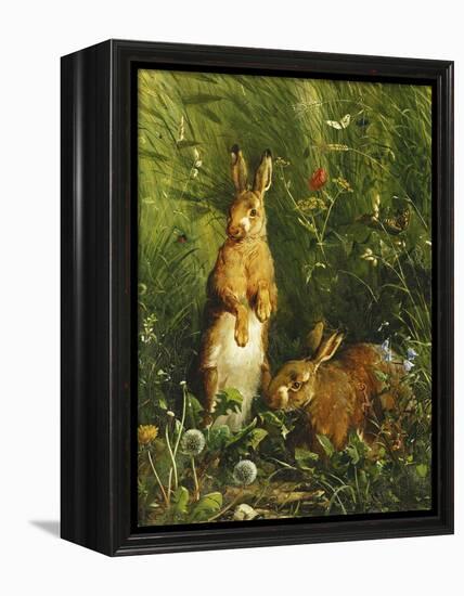 Hares, 1878-Olaf August Hermansen-Framed Premier Image Canvas