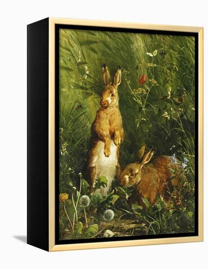 Hares, 1878-Olaf August Hermansen-Framed Premier Image Canvas