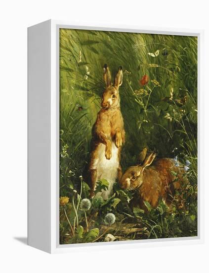 Hares, 1878-Olaf August Hermansen-Framed Premier Image Canvas