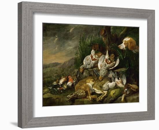 Hares and fowl (the bag) watched by a dog-Jan Fyt-Framed Giclee Print