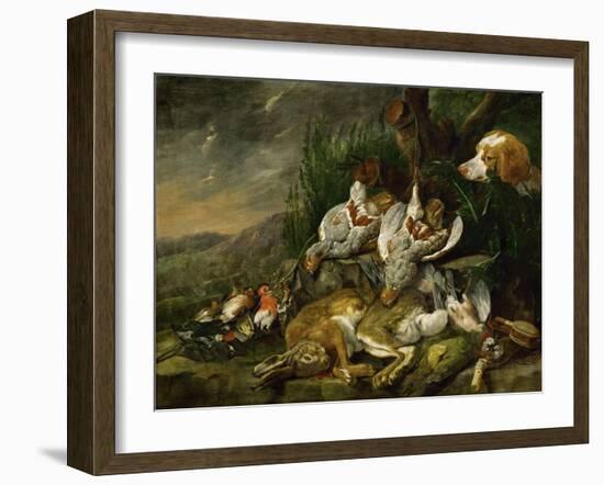 Hares and fowl (the bag) watched by a dog-Jan Fyt-Framed Giclee Print