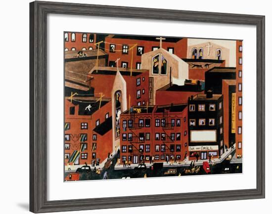 Harlem, 1942-Jacob Lawrence-Framed Art Print