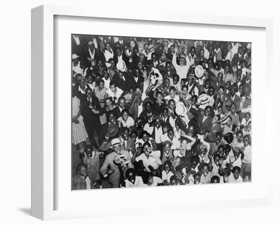 Harlem Crowd Celebrating Joe Louis' Against Victory Against Primo Carnera, 1935-null-Framed Photo
