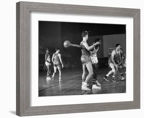 Harlem Globetrotters Playing a Basketball Game-J^ R^ Eyerman-Framed Premium Photographic Print