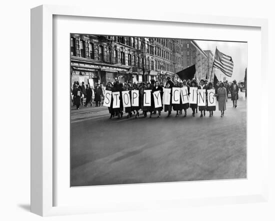 Harlem Protests the Scottsboro Verdict as a L-Y-N-C-H-I-N-G-null-Framed Photo