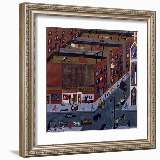 Harlem Street Scene, 1942-Jacob Lawrence-Framed Giclee Print