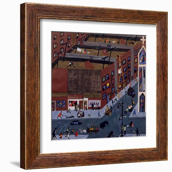 Harlem Street Scene, 1942-Jacob Lawrence-Framed Giclee Print