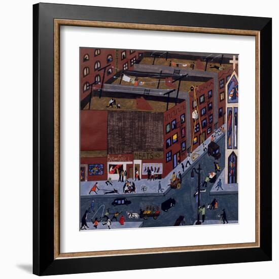 Harlem Street Scene, 1942-Jacob Lawrence-Framed Giclee Print