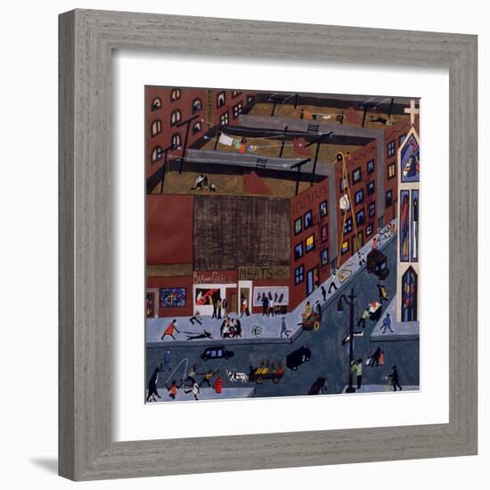 Harlem Street Scene, 1942-Jacob Lawrence-Framed Giclee Print