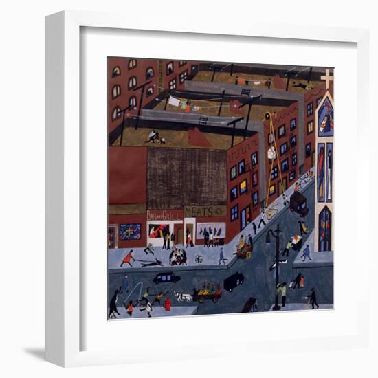 Harlem Street Scene, 1942-Jacob Lawrence-Framed Giclee Print