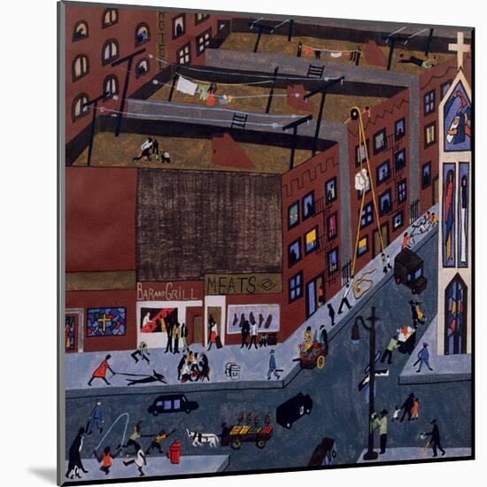 Harlem Street Scene, 1942-Jacob Lawrence-Mounted Giclee Print