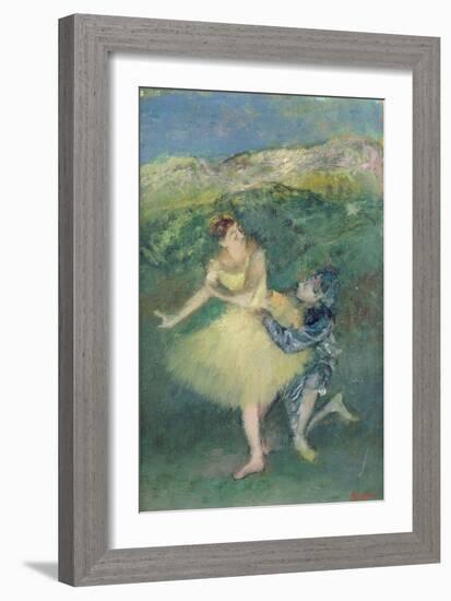 Harlequin and Colombine, C.1886-90 (Oil on Panel)-Edgar Degas-Framed Giclee Print