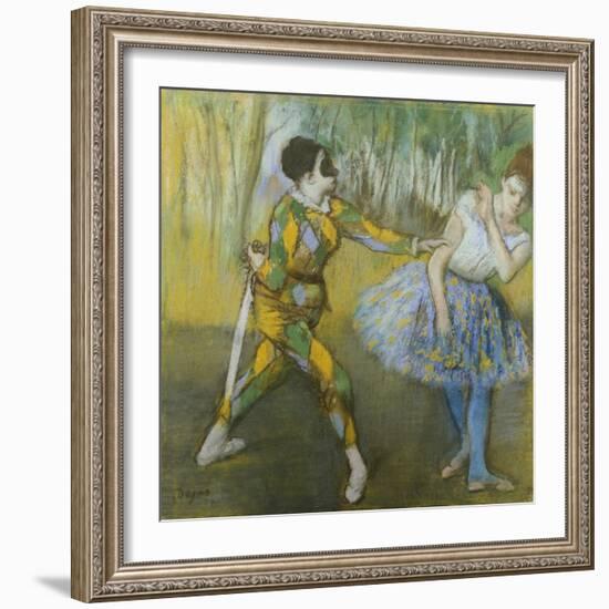 Harlequin and Columbine-Edgar Degas-Framed Giclee Print