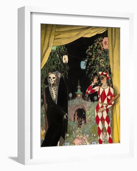 Harlequin and Death, 1918-Konstantin Andreyevich Somov-Framed Giclee Print