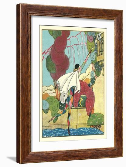 Harlequin at Balcony-null-Framed Art Print