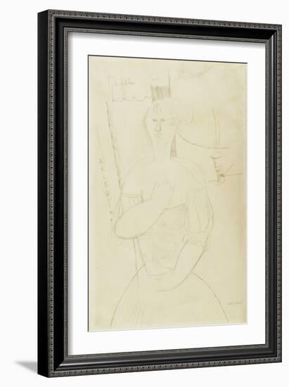 Harlequin, C.1915-Amedeo Modigliani-Framed Giclee Print