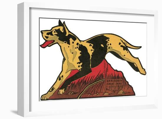 Harlequin Great Dane-null-Framed Art Print